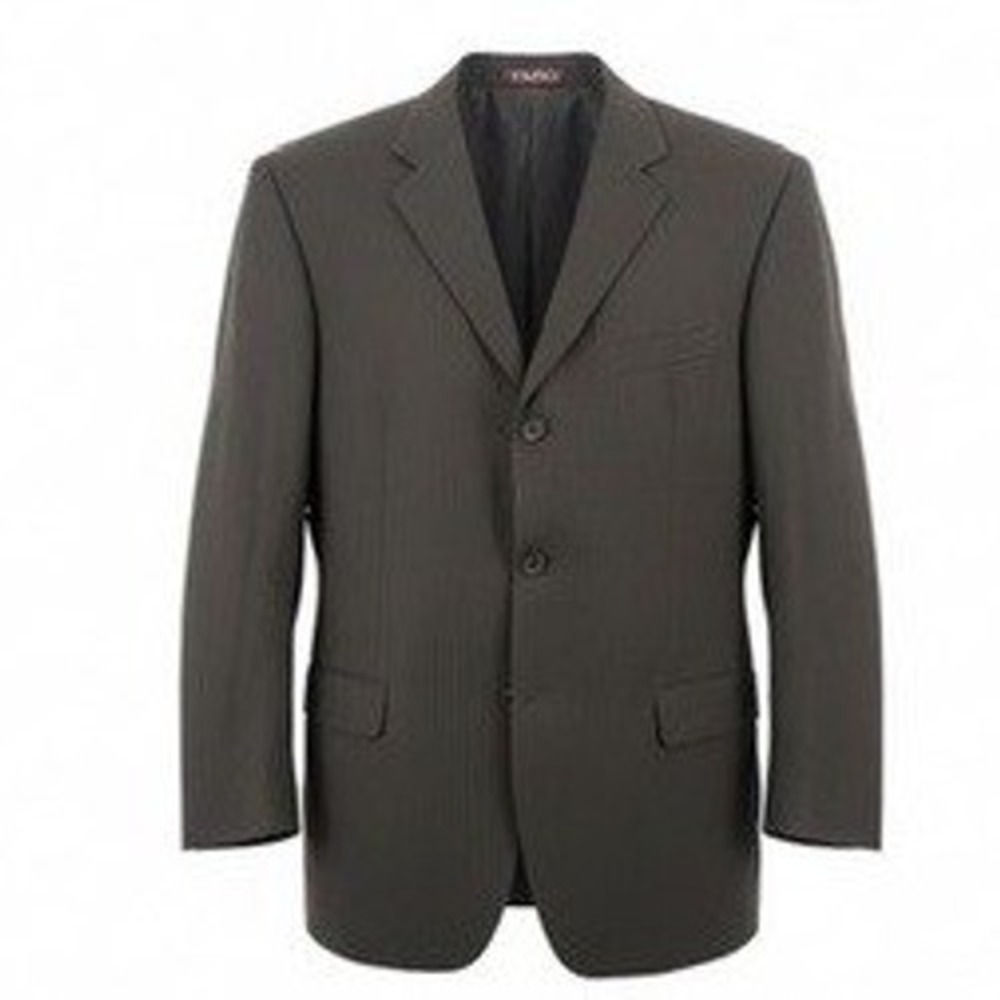 Tazio Mens 46L Suit Jacket Professional Black Pinstripe Wool Silk Blend M079-1